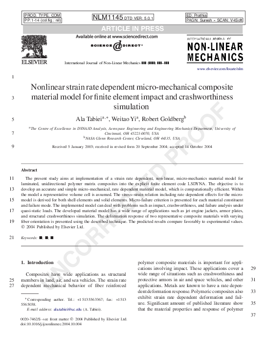 (PDF) Non-linear strain rate dependent micro-mechanical composite ...