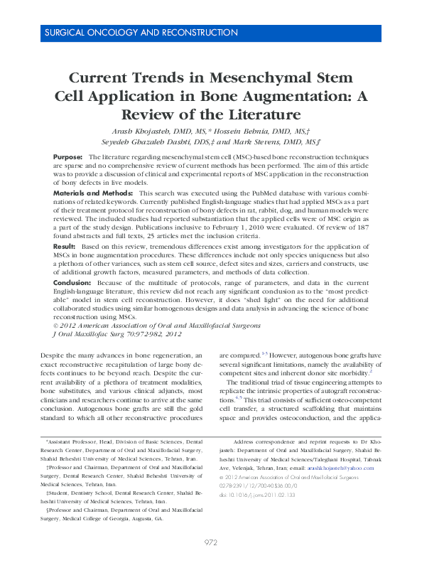 (PDF) Current Trends in Mesenchymal Stem Cell Application in Bone ...