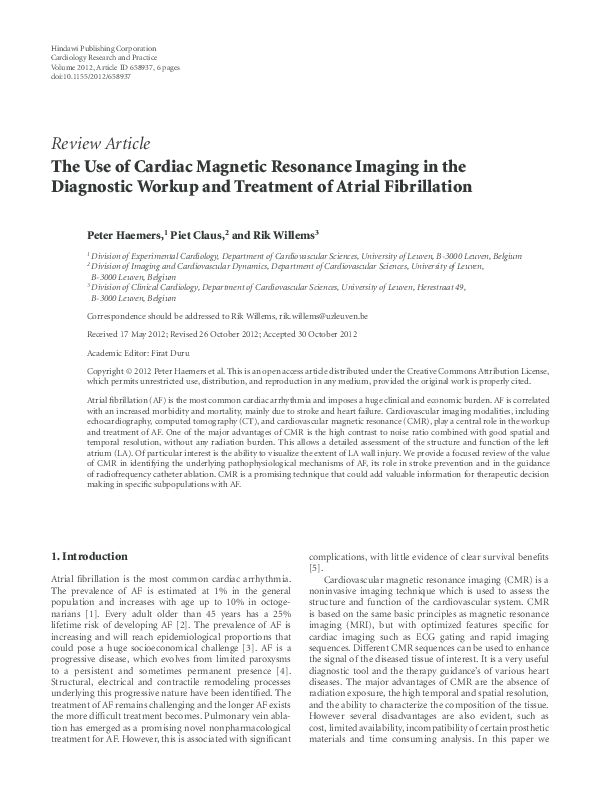 (PDF) The use of cardiac magnetic resonance imaging in the diagnostic ...