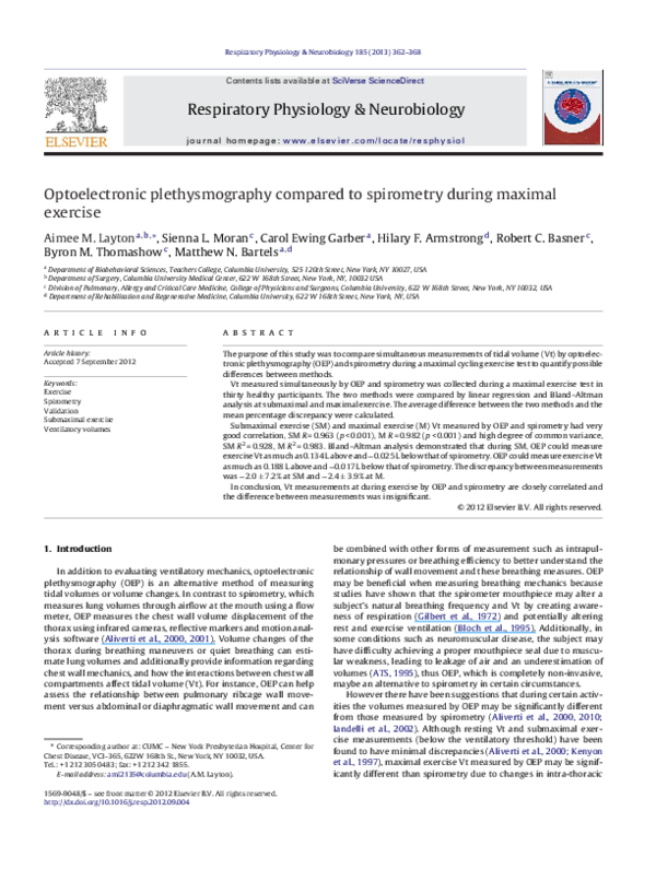 (PDF) Optoelectronic plethysmography compared to spirometry during
