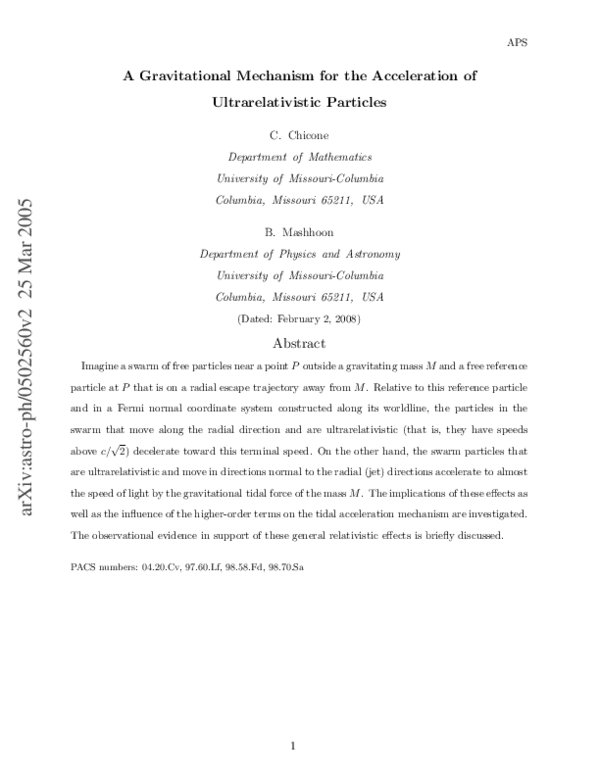 (PDF) A gravitational mechanism for the acceleration of ...