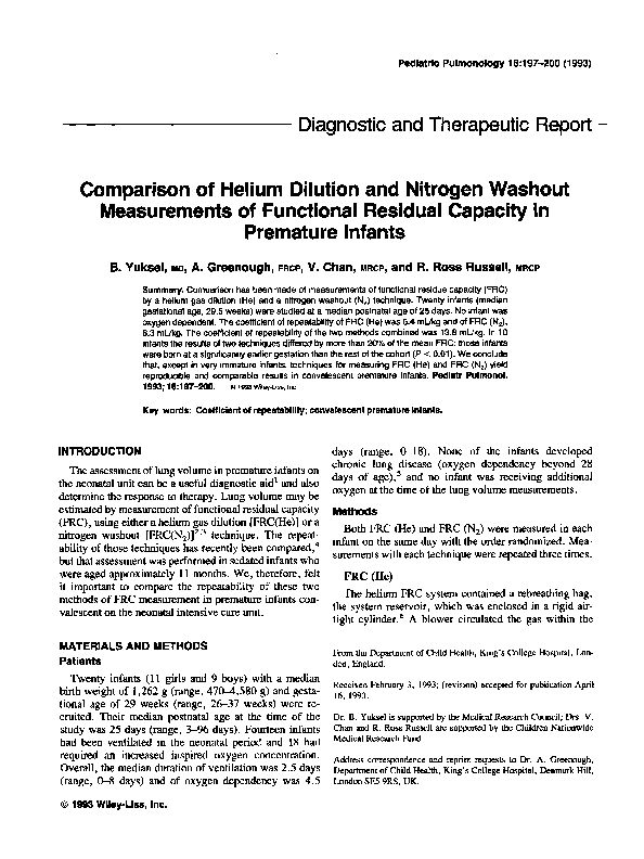 (PDF) Comparison of helium dilution and nitrogen washout measurements