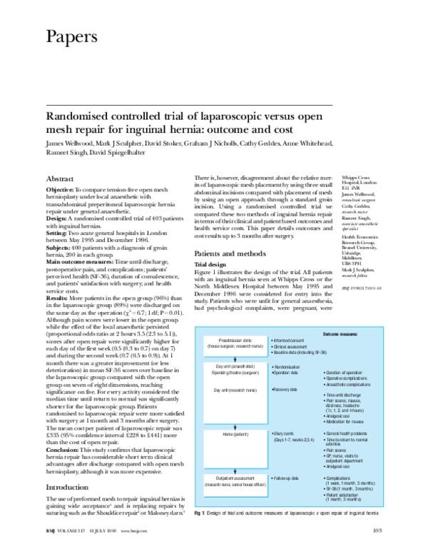 (PDF) Randomised controlled trial of laparoscopic versus open repair of ...