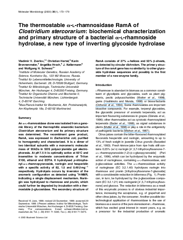 (PDF) The thermostable alpha-l-rhamnosidase RamA of Clostridium ...