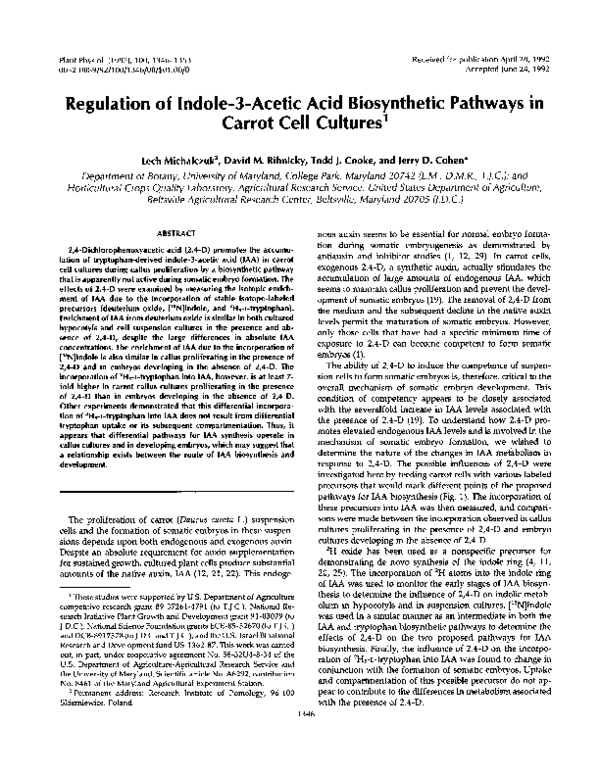 (PDF) Regulation of Indole-3-Acetic Acid Biosynthetic Pathways in ...