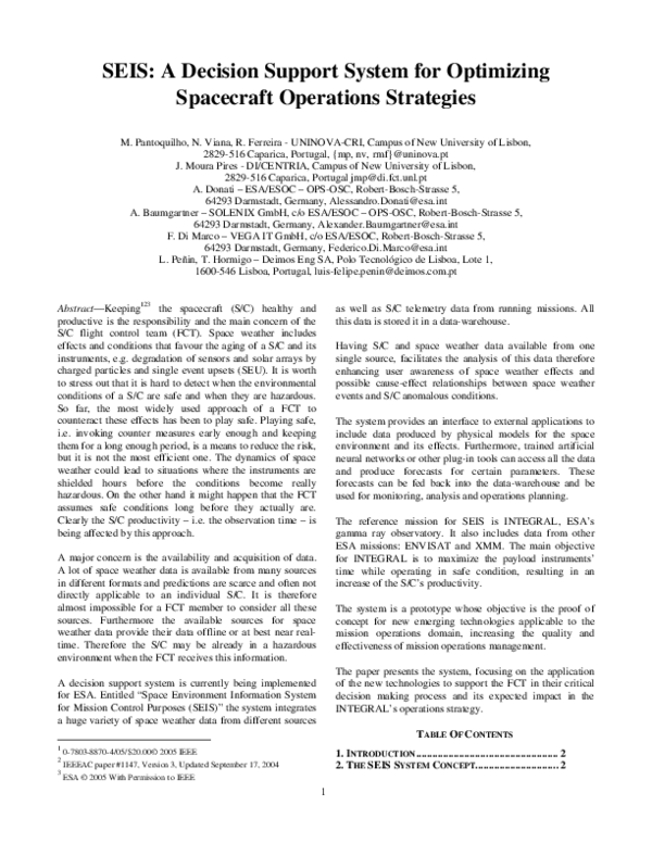 (PDF) SEIS: a decision support system for optimizing spacecraft ...