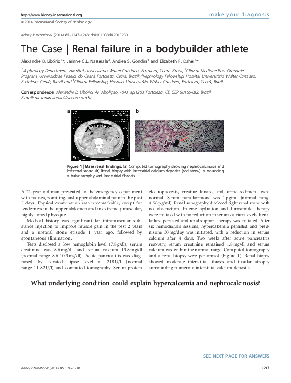 (PDF) The Case Renal failure in a bodybuilder athlete Elizabeth