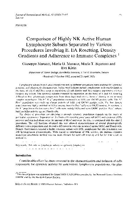 (PDF) Comparison of highly NK active human lymphocyte subsets separated ...