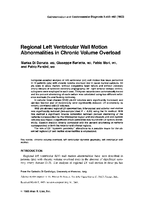 (PDF) Regional left ventricular wall motion abnormalities in chronic ...