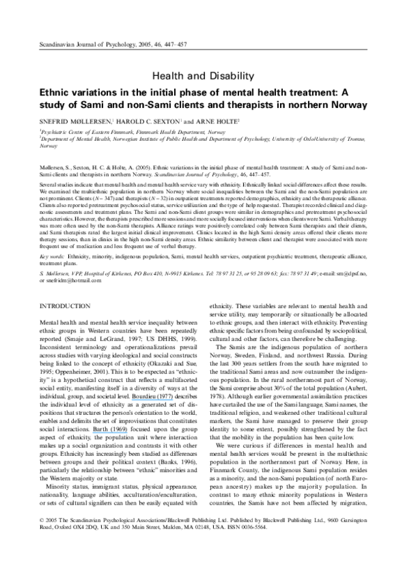 (PDF) Ethnic variations in the initial phase of mental health treatment ...