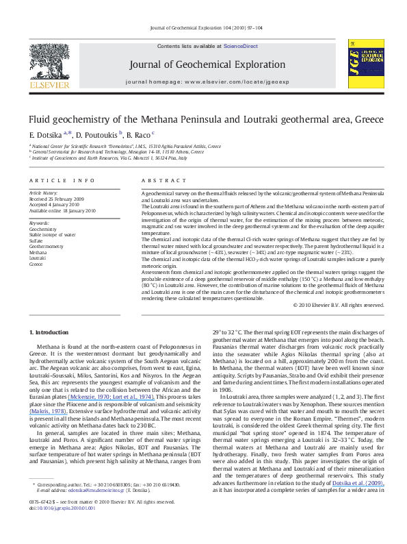 (PDF) Fluid geochemistry of the Methana Peninsula and Loutraki ...