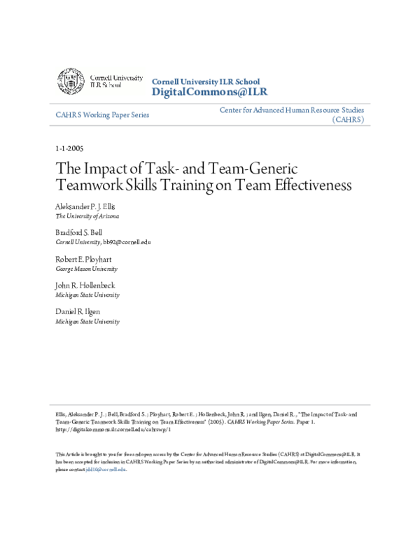 (PDF) The Impact of Task and Team-Generic Teamwork Skills Training on ...