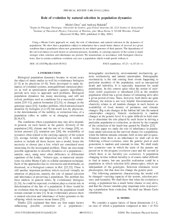 (PDF) Role of evolution by natural selection in population dynamics