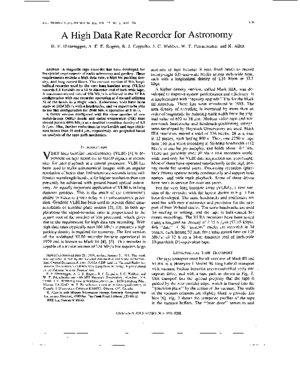 (PDF) A high data rate recorder for astronomy | Roger Cappallo ...