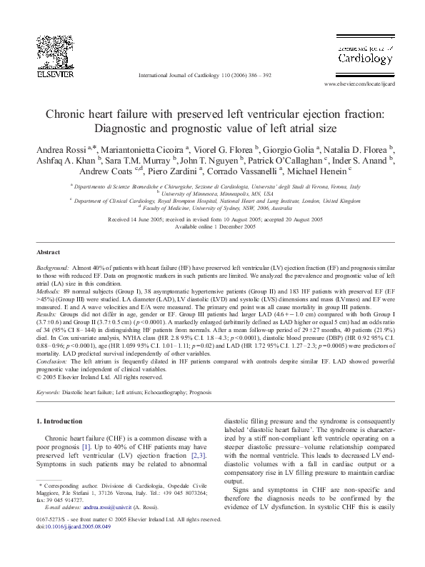 (PDF) Chronic heart failure with preserved left ventricular ejection ...