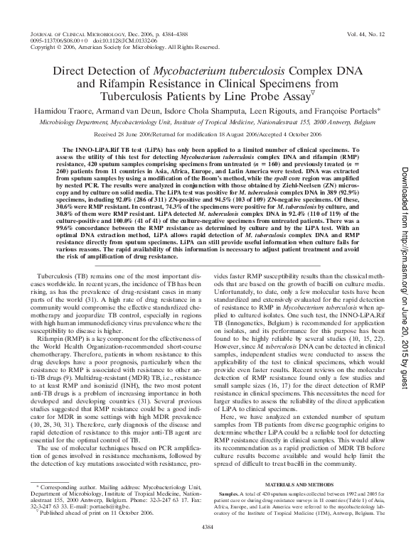 (PDF) Direct Detection of Mycobacterium tuberculosis Complex DNA and ...