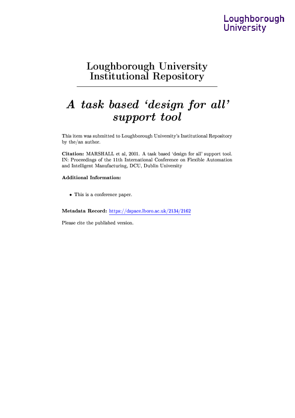 (PDF) A task based ‘design for all’ support tool