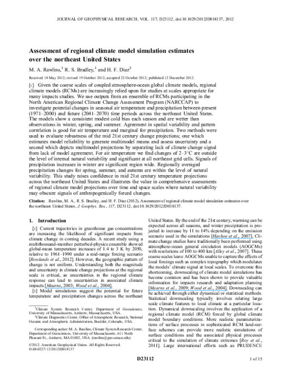 (PDF) Assessment of regional climate model simulation estimates over ...