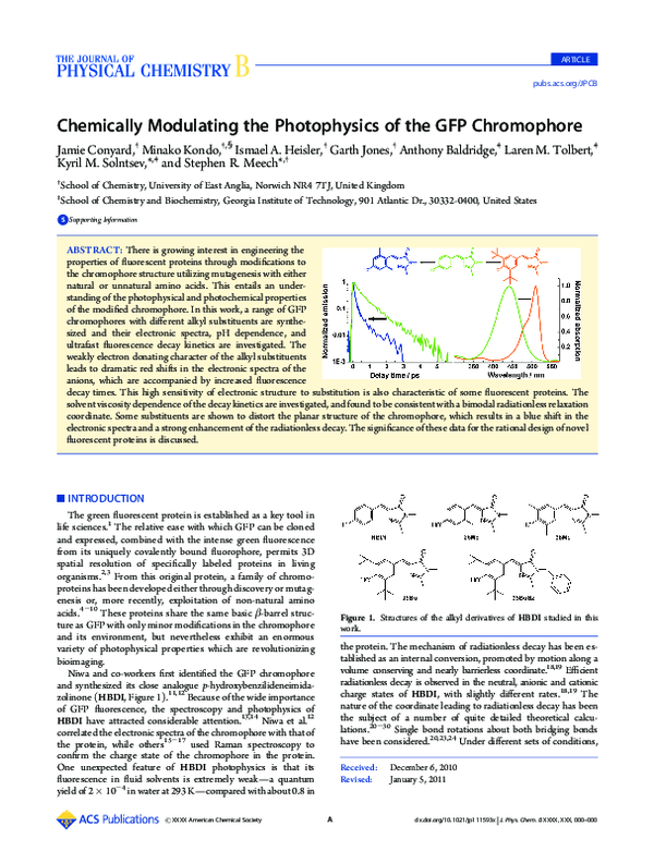 (PDF) GFP Chromophore: Modulation and Spectral Effects