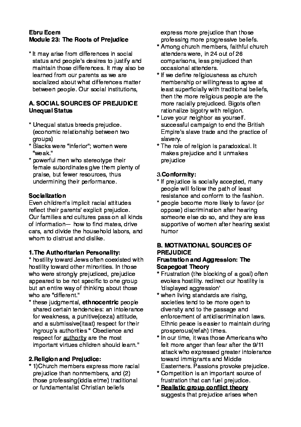 (PDF) Module 23: The Roots of Prejudice