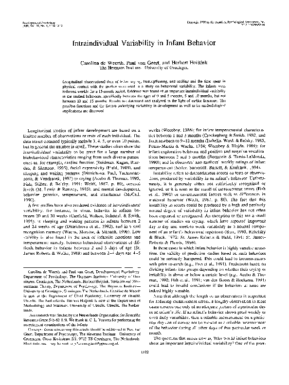(PDF) Intraindividual variability in infant behavior