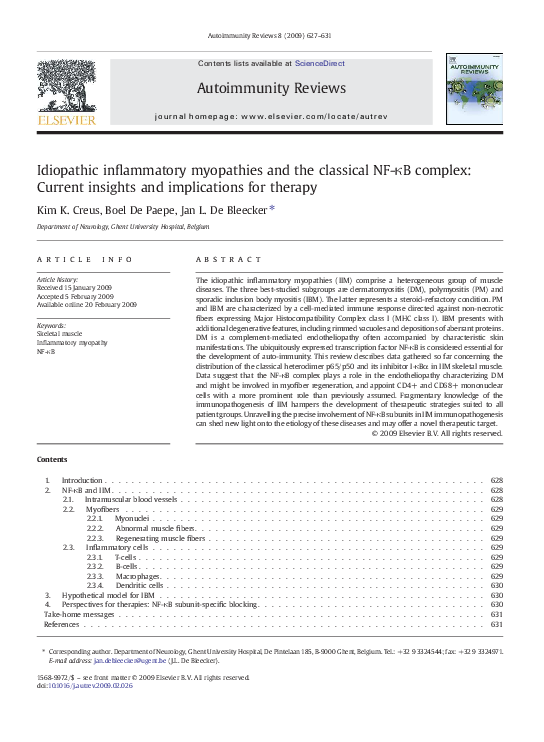 (PDF) Idiopathic inflammatory myopathies and the classical NF-κB ...