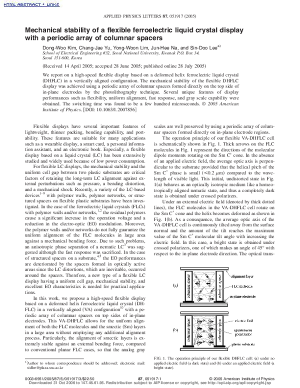 (PDF) Mechanical stability of a flexible ferroelectric liquid crystal ...
