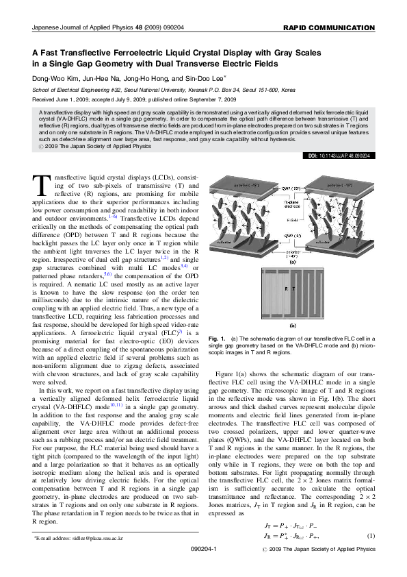 (PDF) A Fast Transflective Ferroelectric Liquid Crystal Display with ...