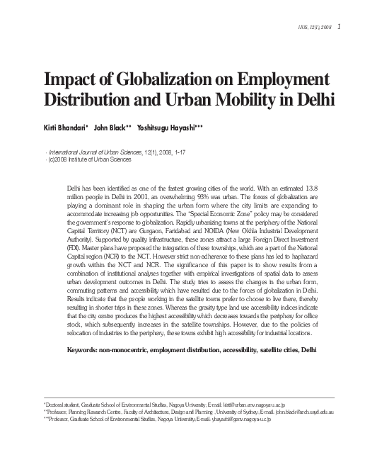 (PDF) Impact of Globalization on Employment Distribution and Urban ...