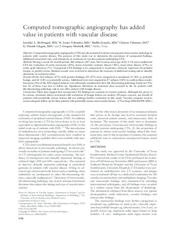 (PDF) Computed tomographic angiography has added value in patients with