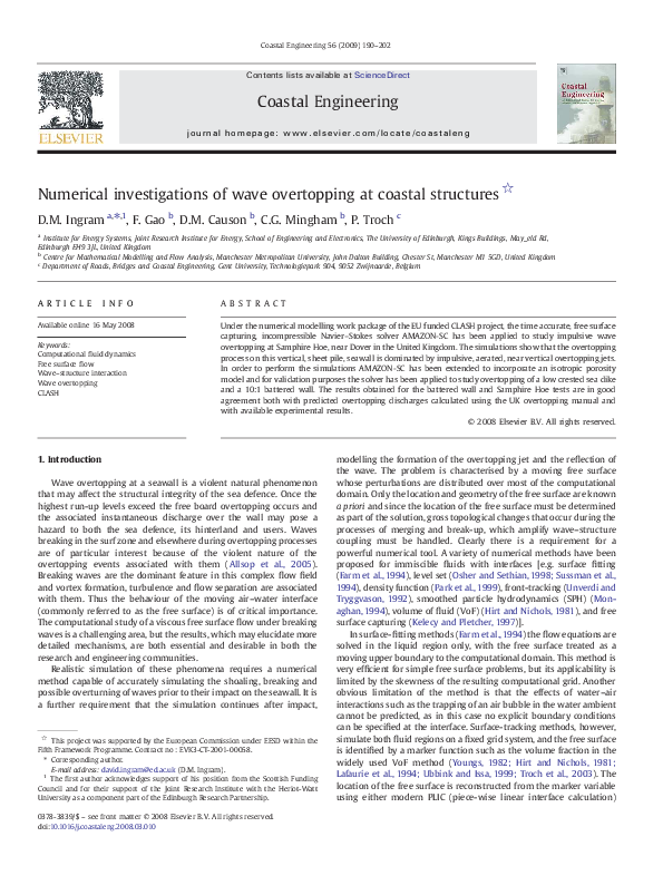 (PDF) Numerical investigations of wave overtopping at coastal structures