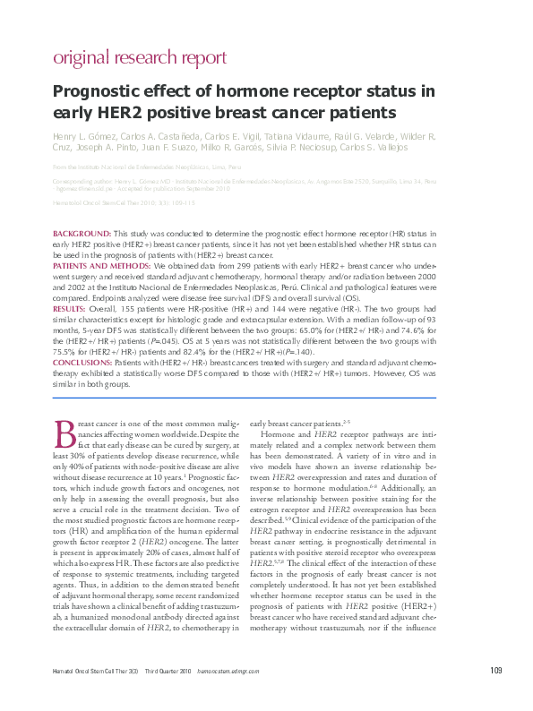(PDF) Prognostic effect of hormone receptor status in early HER2 ...