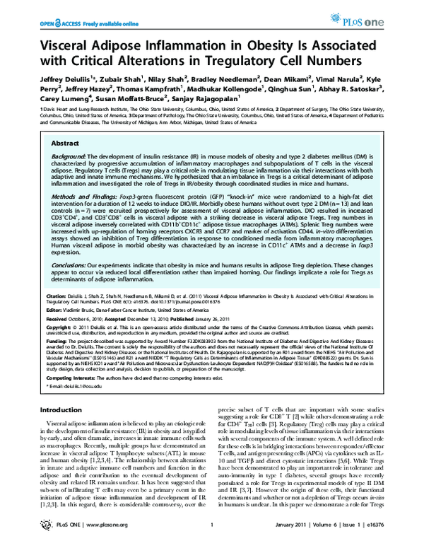 (PDF) Visceral Adipose Inflammation in Obesity Is Associated with ...