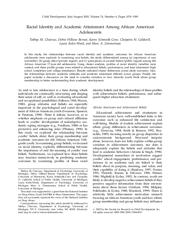 (PDF) Racial Identity and Academic Attainment Among African American ...