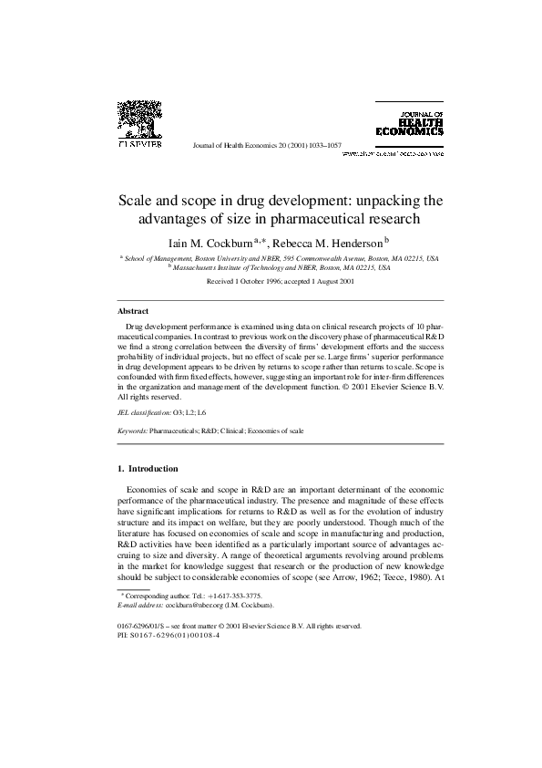  PDF Scale And Scope In Drug Development Unpacking The Advantages Of
