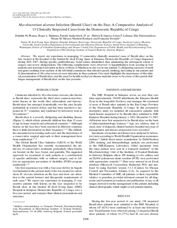 (PDF) Mycobacterium ulcerans Infection (Buruli Ulcer) on the Face: A ...