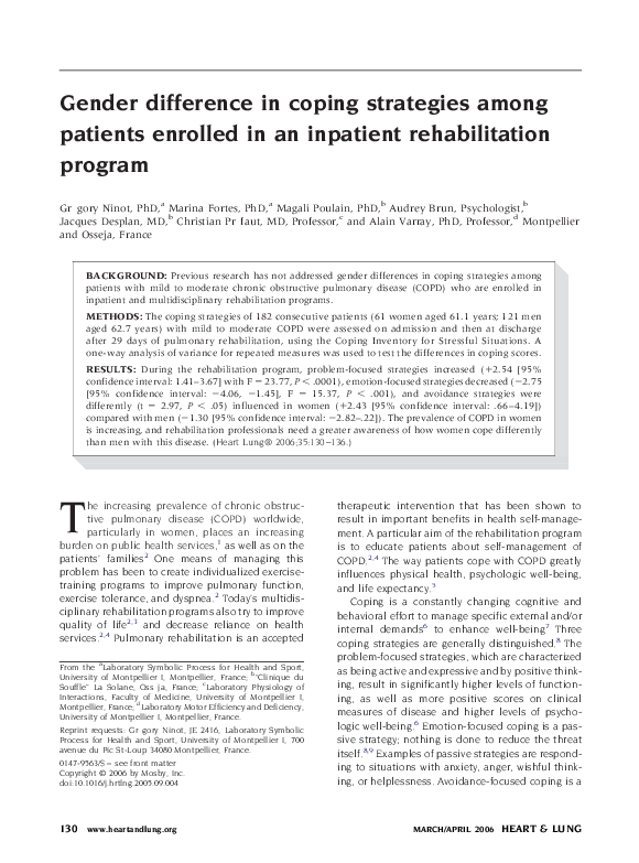 (PDF) Gender difference in coping strategies among patients enrolled in ...