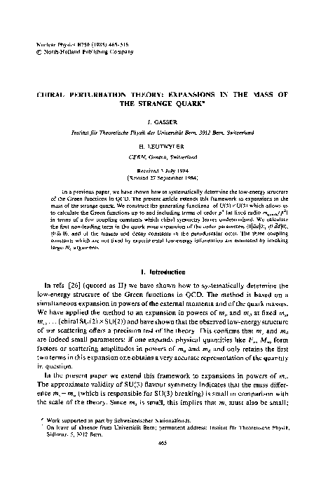 (PDF) Chiral perturbation theory: Expansions in the mass of the strange ...
