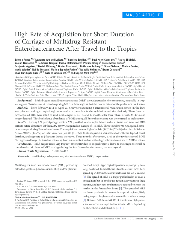 (PDF) High rate of acquisition but short duration of carriage of
