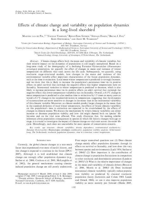 (PDF) Effects of climate change and variability on population dynamics ...