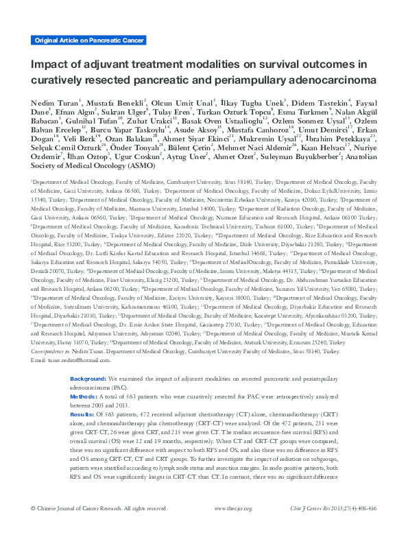 (PDF) Impact of adjuvant treatment modalities on survival outcomes in ...