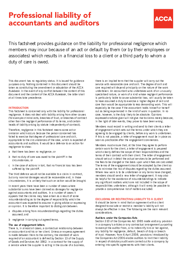 (PDF) Prof liability of accountants