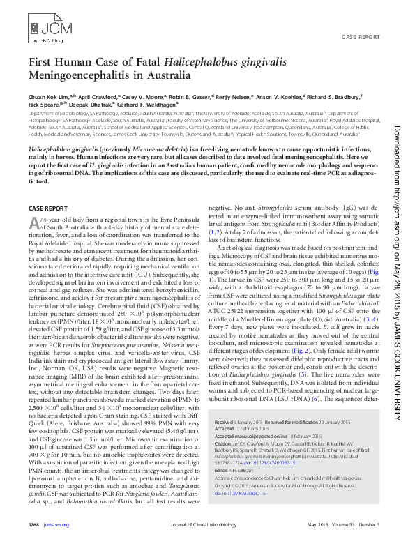 (PDF) First Human Case of Fatal Halicephalobus gingivalis ...