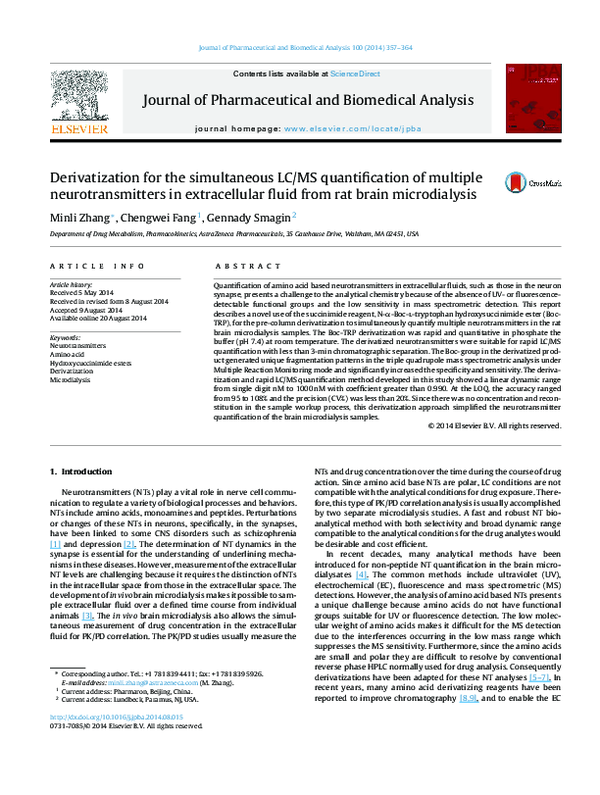 (PDF) Derivatization for the simultaneous LC/MS quantification of ...
