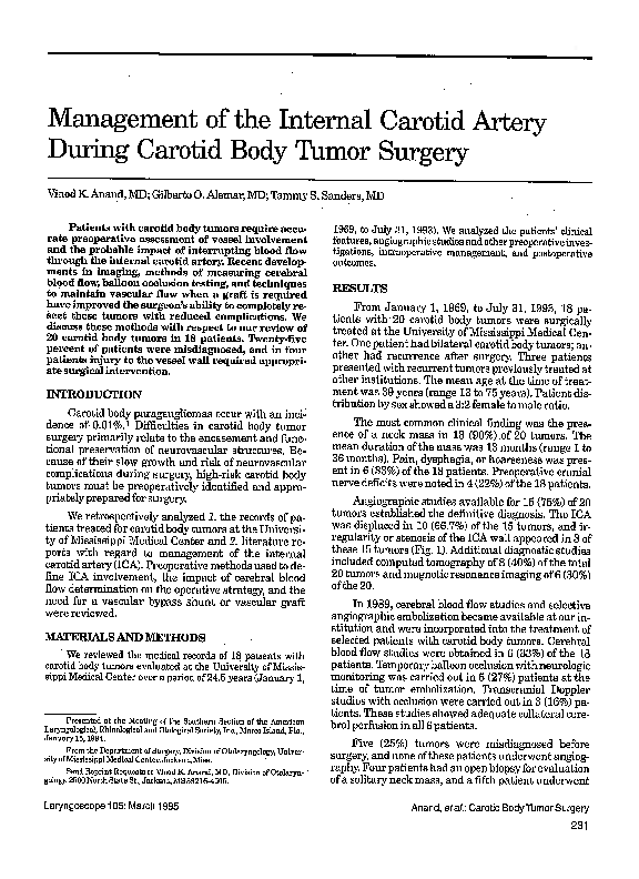 (PDF) Management of the internal carotid artery during carotid body ...
