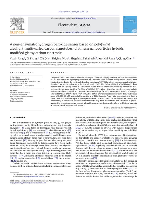 (PDF) A Nonenzymatic Hydrogen Peroxide Sensor Based on Silver Nanowires ...