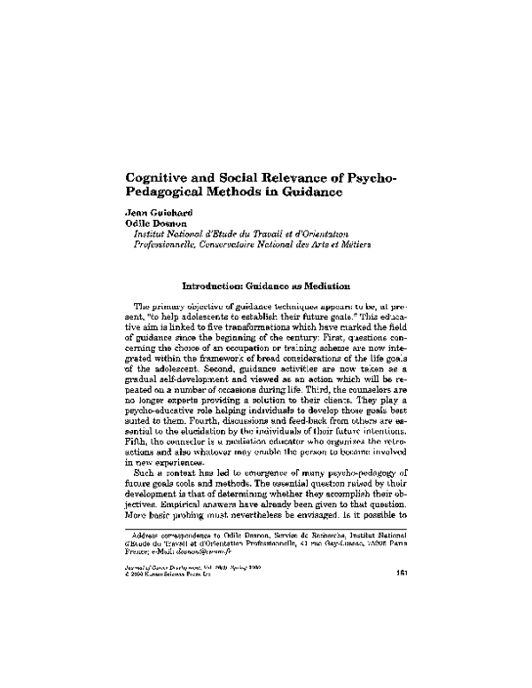 (PDF) Cognitive and Social Relevance of Psycho-Pedagogical Methods in ...