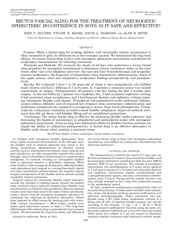 (PDF) Rectus Fascial Sling for the Treatment of Neurogenic Sphincteric ...