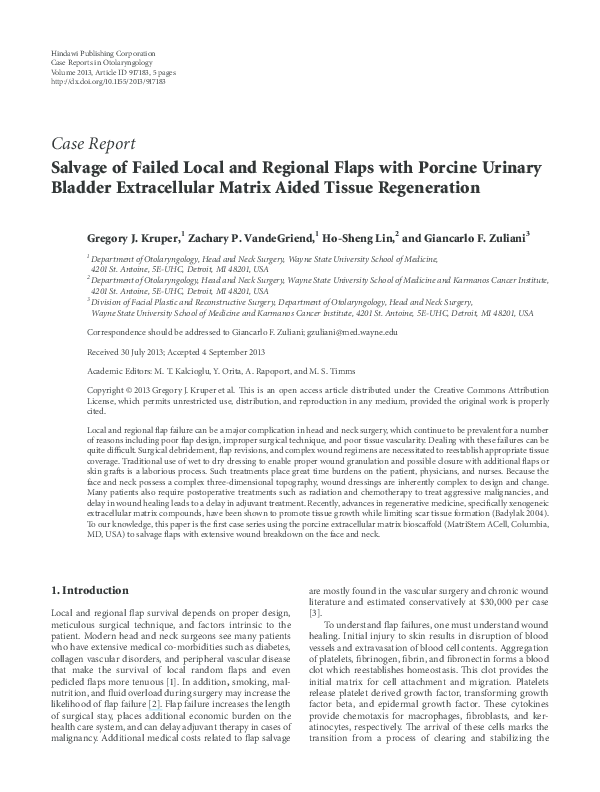 (PDF) Salvage of failed local and regional flaps with porcine urinary