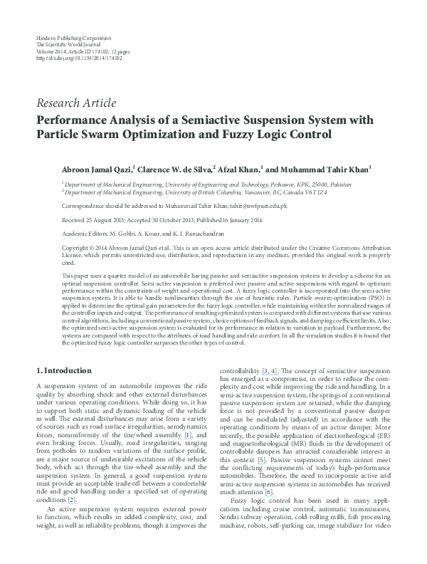 (PDF) Performance Analysis of Skyhook, Groundhook and Hybrid Control ...